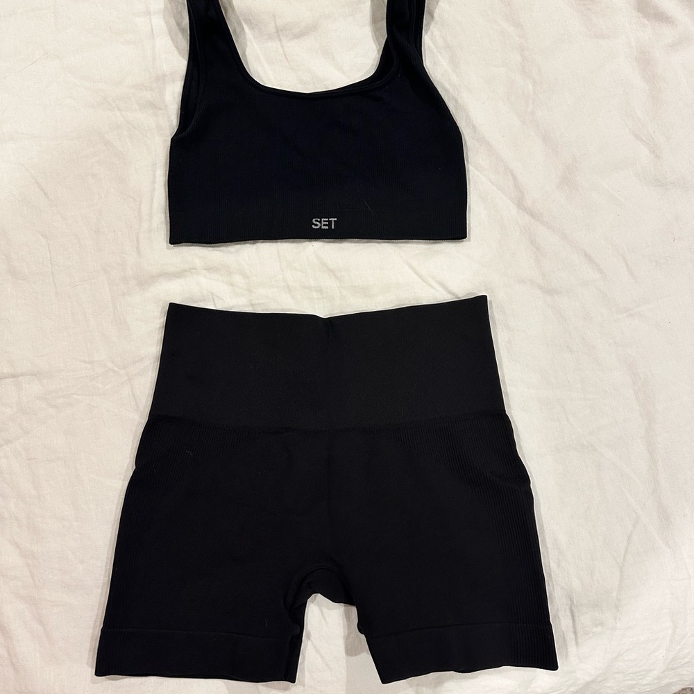 SET Active Black Athletic High-Waist Biker Shorts